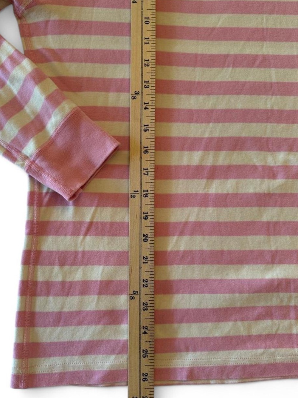 Hanna Andersson Pink Cream Striped Cotton Long Sleeve Top L Preppy Scandinavian - Picture 6 of 7